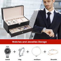 1 x RAW Customer Returns Watch box 4 watch compartments watch box watch box watch storage box jewelry box black jewelry box for men women watch organizer watch box watch case watch box - RRP €24.56