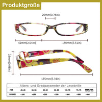 2 x Brand New COJWIS 4 Pack Women s Reading Glasses With Beautiful Pattern Glasses Spring Hinge Readers for Women Reader 4 Color Mix, 1.25, multiplier x  - RRP €32.26