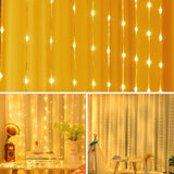 1 x RAW Customer Returns LED light curtain fairy lights, SUNNEST 3 3m 300 LED USB curtain lights string light 8 modes with remote control timer IP68 for decoration indoor lighting warm white  - RRP €9.99