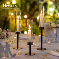 1 x Brand New Black Candle Holders Candle Holders Hewory 6pcs Hurricane Candle Holder for Taper Candles, Metal Sticks Candle Holder with Glass Cylinder for Party Wedding Dining Table Centerpiece - RRP €59.98