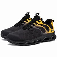 1 x RAW Customer Returns LARNMERN Safety Shoes Men Work Shoes Anti-Smashing Steel Toe Cap Work Sneakers Comfortable Cushioning Breathable Fashion Lightweight Black Gold, 42.5EU  - RRP €48.0