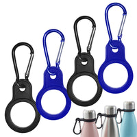 10 x Brand New MOVKZACV4 Pieces Silicone Water Bottle Buckle, Safe Bottle Holder with Carabiner Belt Clip, Portable, for Hiking Camping Traveling Mountain Climbers Outdoor Activity Black Blue  - RRP €204.0