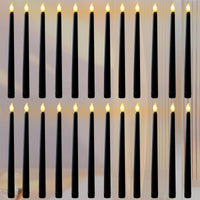 1 x RAW Customer Returns FAEFTY 24 Pieces LED Taper Candles, Flameless LED Candles Black Flickering Flame, Battery Operated Candles, Electric Candles Long for Christmas, Thanksgiving, Candlelight Dinner 2.1 x 25 cm  - RRP €62.0