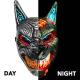 1 x RAW Customer Returns Original Cup LED Mask Wolfman Rigid Plastic 3 flashing modes LED mask Halloween neon 100 Horror 100 fun - RRP €28.99