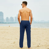 1 x RAW Customer Returns Lanckeli Men s Linen Pants Summer Drawstring Beach Yoga Pants, Loose and Lightweight Casual Long Trousers. - RRP €27.78