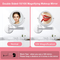 1 x RAW Customer Returns FFowcye makeup mirror with lighting and wall mounting, 1X 10X magnification cosmetic mirror, dimmable makeup mirror with touch screen, USB rechargeable, shaving mirror 360 rotatable for bathroom and hotel - RRP €39.99