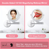 1 x RAW Customer Returns FFowcye Cosmetic Mirror with Lighting Wall Mounted, 1X 10X Magnifying Mirror with Light, Dimmable Makeup Mirror with Touch Switch USB Rechargeable, Shaving Mirror 360 Rotatable for Bathroom and Hotel - RRP €38.11