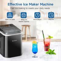 1 x RAW Customer Returns Ice cube machine, 120W ice cube maker 8 ice cubes in 6 minutes, 12kg 24h, LED display ice maker machine with infrared sensor self-cleaning - RRP €90.74