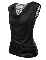 1 x RAW Customer Returns PINSPARK Women s T-Shirt V-Neck Short Sleeve Causal Top Pleated Tops Stretch Tunic Basic Tee Black XL - RRP €28.22