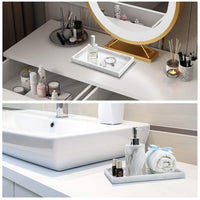 1 x RAW Customer Returns Emibele Resin Jewelry Tray, Jewelry Stand Bathroom Kitchen Dresser Organizer Jewelry Storage for Cosmetic Shower Tissue Perfume Soap Towel Shampoo Plant Decoration, Medium - White Marble - RRP €23.59