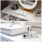 1 x RAW Customer Returns Emibele Resin Jewelry Tray, Jewelry Stand Bathroom Kitchen Dresser Organizer Jewelry Storage for Cosmetic Shower Tissue Perfume Soap Towel Shampoo Plant Decoration, Medium - White Marble - RRP €23.59