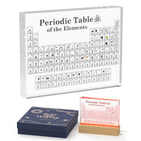 3 x Brand New GO Periodic Table of Elements, 83 Real Elements, Acrylic Periodic Table with Colorful LED Lights, Wooden Stand, Gift Box, Gift for Students, Kids and Teachers, 6.0 x 4.5 x 0.8 inches - RRP €181.47