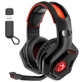 1 x RAW Customer Returns EMPIRE GAMING WarCry P-W1 Gaming Headset with Mic - PC PS4 PS5 Xbox Switch Mac-2.4 GHz Wireless Surround Sound Stereo - LED Red - RRP €53.63