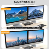 1 x RAW Customer Returns Dual DP KVM Switch 2 PC 2 Monitors, YOUTINGHDAV KVM Switch Displayport 4K 144Hz, USB 3.0 Switch Modes for Voice Control Switch KVM Sharing Keyboard Mouse and 2 Monitors, with 3.5mm Audio Output Extractor - RRP €105.65