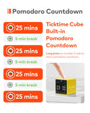 1 x RAW Customer Returns Ticktime Pomodoro Cube Timer, Digital Timer Cube, Pause Resume, Silent, Vibration Sound Alarm, for Work, ADHD, Office, Task, Meeting, 1 3 5 10 15 25 45 60Min Custom Countdown - Yellow - RRP €40.33