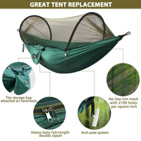 1 x RAW Customer Returns NATUREFUN Ultra-Light Travel Camping Hammock Mosquito Net Hammock 300 kg load capacity, breathable quick-drying parachute nylon 2 premium carabiners, 2 nylon slings included Dark Green - RRP €33.99