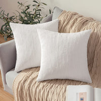 1 x RAW Customer Returns MIULEE Set of 2 cushion covers, corduroy cushion cover, decorative cushion cover, sofa cushion, couch cushion, decorative cushion cover, decorative cushion cover with hidden zip, 40 x 40 cm, pure white - RRP €14.51