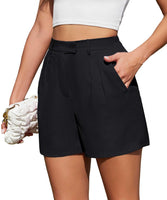 1 x RAW Customer Returns Actcat Shorts Women Casual Elastic High Waist Wide Leg Shorts Business Cargo Pants Summer Shorts with Pockets Summer Shorts Women Shorts Women Elegant,Black,M - RRP €24.19