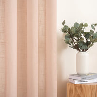 1 x RAW Customer Returns MIULEE Set of 2 Voile Curtain Sheer Linen Curtain with Eyelets Transparent Linen Look Curtain Eyelet Curtain Living Room Window Curtain Translucent Decorative Curtain Bedroom 140 x 175 cm W x H Peach - RRP €26.49