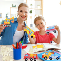 1 x RAW Customer Returns YeahBoom 29 piece car craft set kit, animal for painting, wooden animal crafts, animal wooden decoration, crafts with wood for children, animal wooden pieces, colored brush, glitter stickers, for DIY children  - RRP €13.1