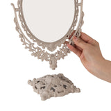 2 x RAW Customer Returns Feyarl make-up mirror vintage oval table mirror with floral decoration and double-sided rotating stand - decorative make-up mirror with embossed frame in beige for children girls women - RRP €30.22