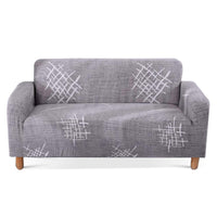 1 x Brand New Carvapet Elastic Sofa Cover Sofa Slipcover Printed Pattern Couch Cover Sofa Couch Throw Gray Pattern, 4 Seater  - RRP €41.64