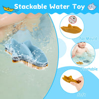 10 x Brand New Bathtub toys, pack of 3 bath toys baby from 1 2 3 years, water toys baby silicone for toddlers boys girls gifts - RRP €192.0