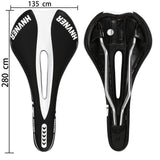 1 x RAW Customer Returns Bicycle saddle, comfortable city bike saddle, hollow ergonomic bicycle seat for racing bikes MTBs road bikes most bicycles black and white, 280mm 140mm 55mm  - RRP €18.14