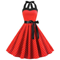 1 x RAW Customer Returns IMEKIS Women s Vintage Cocktail Dress Sleeveless Halterneck 1950s Polka Dots Retro Rockabilly Swing Dress A Line Pleated Skirt Knee Length Wedding Festive Evening Dress Ball Gown Red XXL - RRP €32.47