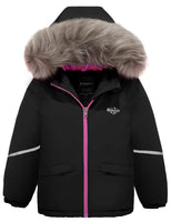 1 x RAW Customer Returns Wantdo Girls Winter Coat with Hood Warm Fleece Jacket Mountain Snowboard Coat Windproof Ski Jacket Waterproof Outdoor Raincoat Black 140-146 - RRP €58.99