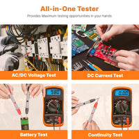 1 x RAW Customer Returns ULTRICS digital multimeter, ohmmeter ammeter voltage tester with LCD display background light and measuring lines, professional hand-held multimeter measures AC DC voltage current resistance continuity diodes - RRP €12.1