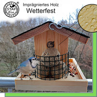 1 x RAW Customer Returns STAFECO bird feeder for balcony or hanging weatherproof feeder handmade from natural wood bird house garden birds in the garden - RRP €33.85