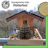 1 x RAW Customer Returns STAFECO bird feeder for balcony or hanging weatherproof feeder handmade from natural wood bird house garden birds in the garden - RRP €33.85