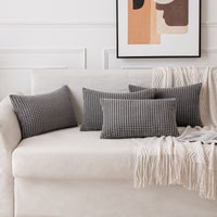 1 x Brand New MIULEE Set of 4 Cushion Covers Decorative Pillowcases Corduroy Sofa Cushions Throw Pillows Pillowcase Couch Cushion Decorative Cover for Sofa Couch Living Room Bedroom Office 30 x 50 cm Dark Grey - RRP €23.99