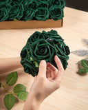 1 x RAW Customer Returns DuHouse Artificial Roses Flowers Fake Foam Roses Heads with Stem Artificial Flowers Rose for Wedding Home Party Baby Shower Valentine s Day Decoration 25 Pieces, Hunt Green  - RRP €18.99