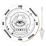 1 x Brand New CREATCABIN Pendulum Board with Crystal Necklace Devil s Eye Moon Phase Wooden Carven Metaphysical Message Board Dowsing Divination Spirit Mat Witchcraft Altar Supplies Kit Wiccan Beginner 7.9inch - RRP €10.55