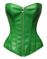 1 x RAW Customer Returns Bslingerie Faux Leather Leather Look Zip Bustier Corset Corsage S, Green  - RRP €28.99