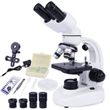 1 x RAW Customer Returns Binocular microscope for children and adults - Junior microscope set 40x-1000x - LED lighting for transmitted and incident light - including a comprehensive accessory package and a sturdy hard case - RRP €149.99