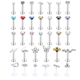 1 x RAW Customer Returns Kakonia 33pcs 16G lip piercing Medusa piercing stainless steel Monroe lip rings for women men Ashley Labret piercing lip nose stud bee butterfly flower snake tragus piercing ear 10MM - RRP €20.05