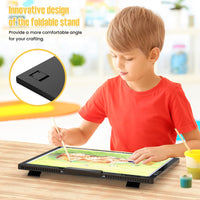 1 x RAW Customer Returns QENSPE Wireless A4 Light Table, LED Light Pad for Diamond Painting with Battery, Tracing Light Box with Built-in Stand and Top Clip, 6 Brightness Levels Rechargeable Light Board Children Black  - RRP €32.99