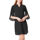 1 x RAW Customer Returns Tanmolo Women s Chiffon Dress 3 4 Sleeve Cocktail Dress V-Neck Festive Dresses Elegant Knee-Length Evening Dress Black, L  - RRP €25.0