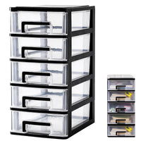 1 x RAW Customer Returns Black Plastic Drawer Organizer Storage, Plastic Organizer Drawers, 5-Layer Multifunction Storage Drawer, Transparent Drawers for Office or Bedroom - RRP €24.09