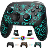 1 x RAW Customer Returns PALPOW Glowing Mode Switch Controller Wireless compatible with Switch OLED Lite, Firefly Bluetooth Controller Gamepad with 7 LED Colors NFC Paddle Turbo - Miner Black - RRP €40.07