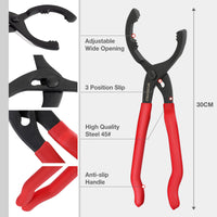 1 x RAW Customer Returns WORKPRO oil filter pliers 30cm, adjustable oil filter wrench with non-slip handle, oil filter removal tool for motorcycles, cars, trucks, from 60mm to 102mm - RRP €13.76