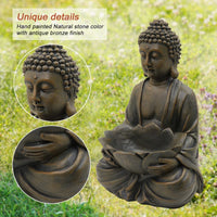 1 x RAW Customer Returns Yeomoo Meditation Buddha Figure Garden Decoration for Outdoors - Zen Buddha Garden Decoration Living Room Balcony Decoration Large Figures with Lotus Pebbles and Glass Stone Gifts for Women Men Bronze 30CM - RRP €51.67