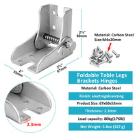 1 x RAW Customer Returns Pack of 4 90 degree folding and self-locking folding fittings table leg hinges, folding table leg accessories, carbon steel, galvanized, 67 x 60 x 53 mm, load capacity 80 kg, 2 left 2 right  - RRP €18.14