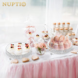 1 x RAW Customer Returns NUPTIO Mirror Stand for Cake Silver 31cm Cake Stand Dessert Plate Metal Large with Crystal Beads for Wedding Birthday Baby Shower Party Cupcake Afternoon Tea Cake Dessert Table - RRP €41.18