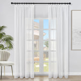 1 x RAW Customer Returns Topfinel voile curtains linen structure with ruffle tape translucent plain for window living room bedroom modern and elegant curtain set of 2 each 180x140cm HxW white - RRP €24.19