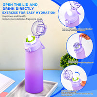 1 x Brand New Halcyerdu Water Bottle with 7 Flavor Capsules, 700 ml Sports Water Cup, Bottle Starter Set Purple Bottle, Fruit Scented Sports Drinking Bottle Suitable for Outdoor Sports Purple  - RRP €20.4