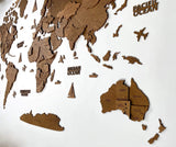 1 x RAW Customer Returns WoodLeo Wooden World Map 3D Art Large Wall Decor for Any Occasion in Sizes M L XL Gift Idea Wall Art for Home Kitchen or Office Size M 120 x 62 cm Brown Venge  - RRP €115.12